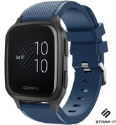 Siliconen Smartwatch bandje - Geschikt voor  Garmin Venu SQ bandje siliconen - donkerblauw - Strap-it Horlogeband / Polsband / Armband