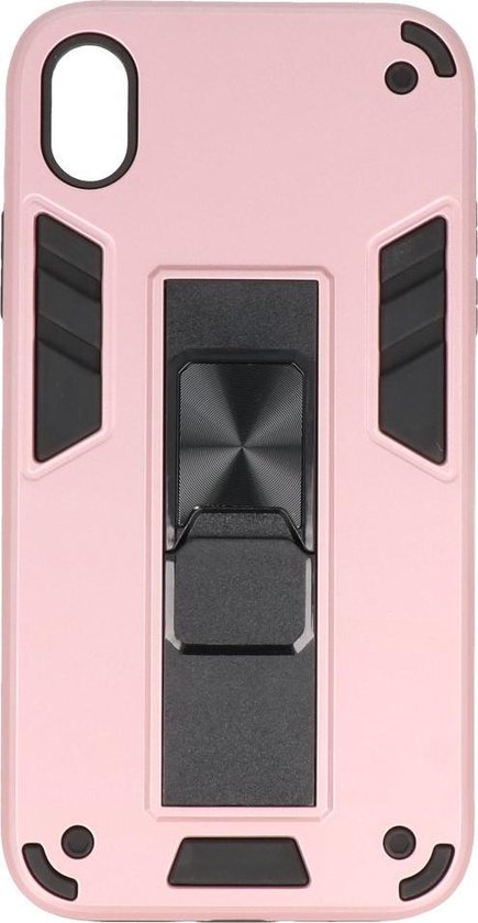 Coque iPhone XR - Tough Armor Hardcase - Coque de téléphone avec fonction de support - Couverture arrière Bestcases - Rose