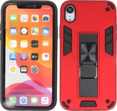 iPhone XR Hoesje - Tough Armor Hardcase - Telefoonhoesje Met Standfunctie - Bestcases Backcover - Rood