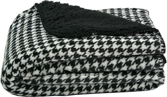 GAEVE | Zest - fleece deken - heerlijk zacht, warm plaid - Vacht - Pied de poule - 150 x 125 cm