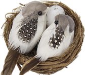 WiseGoods Luxe Vogelnestje met Vogels - Tuindecoratie Vogel In Nest met Eieren - Realistisch - Tuin Decoratie - Woonaccessoires