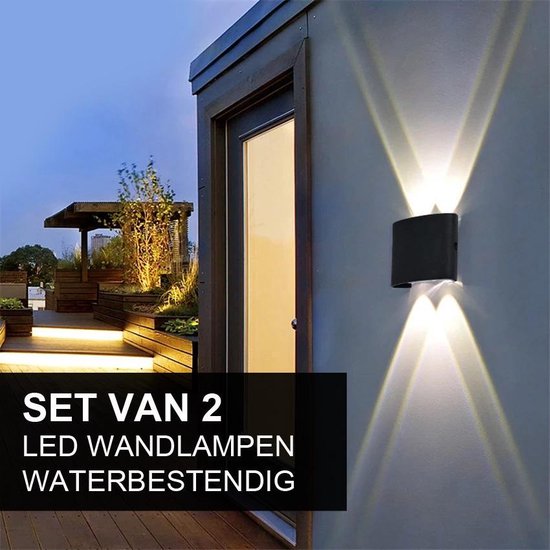 Floreren Verstrikking domein Led Buitenverlichting Set van 2 - LED Wandlampen Set - Wandlamp - Muurlamp  -... | bol.com