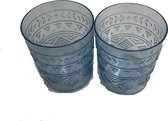Twee bekers van gerecycled gehard plastic - Blauw - 300 ML