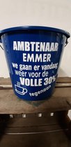 Emmer - Tekst - 5 liter- Ambtenaar Emmer - Blauw - Kado - Gift