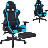 Gamestoel Thomas met voetsteun - bureaustoel racing stijl - ergonomisch - zwart blauw