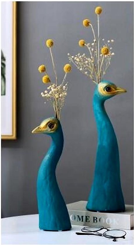 BaykaDecor Premium Peacock Statue - Home Decor - Unique Vogel Vase