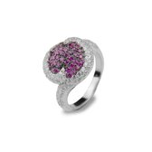 Silventi 943283023-60 Zilveren Ring - Dames - Wit - Ruby - Zirkonia - Paars - Rhodium - Zilver