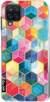Casetastic Samsung Galaxy A12 (2021) Hoesje - Softcover Hoesje met Design - Bohemian Honeycomb Print