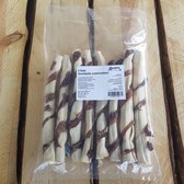 Runderhuid stick omwikkeld met slokdarm 21,5 cm - Hondensnacks - 8 stuks voordeelbundel - Kauwstaaf hond - Kauw hond - Kauwstaafjes