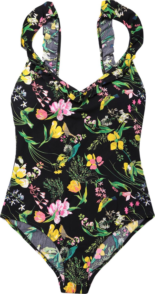 La V Badpak dames met V hals - Spring flower - M (Valt klein) Multicolor