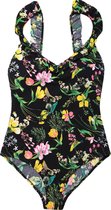 Badpak dames met V hals - Spring flower - L (Valt klein)