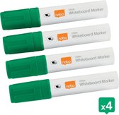 Nobo Glide  Whiteboard Markers - Whiteboard Stiften Met Grote Beitelvormige Punt - 4 Stuks - Groen