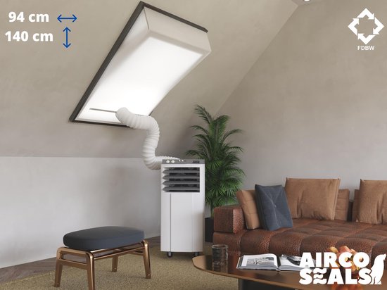 Raamafdichtingskit airco 94×140 cm voor Velux tuimelvenster dakraam, afsluiting aircoslang, zelfklevend, ritssluiting