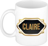 Claire naam cadeau mok / beker met gouden embleem - kado verjaardag/ moeder/ pensioen/ geslaagd/ bedankt