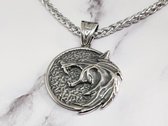 De mai | Collier Lacy le loup | collier homme / collier The Witcher / bijoux hommes | Acier inoxydable / acier inoxydable 316L / acier chirurgical | 50 cm / École du loup / argent
