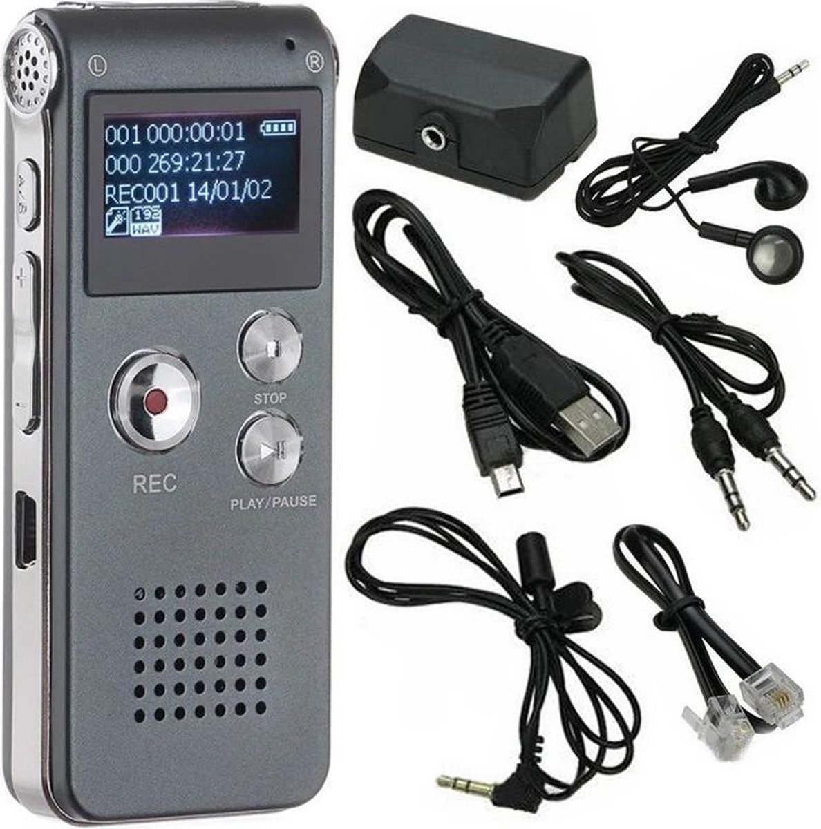 Voice Recorder 8GB - Digitale spraakrecorder - Dictafoon Geluid Telefoon Recorder - Merkloos