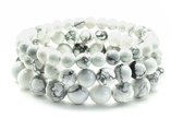 Kralen armband dames en heren set van 3 wit  175mm