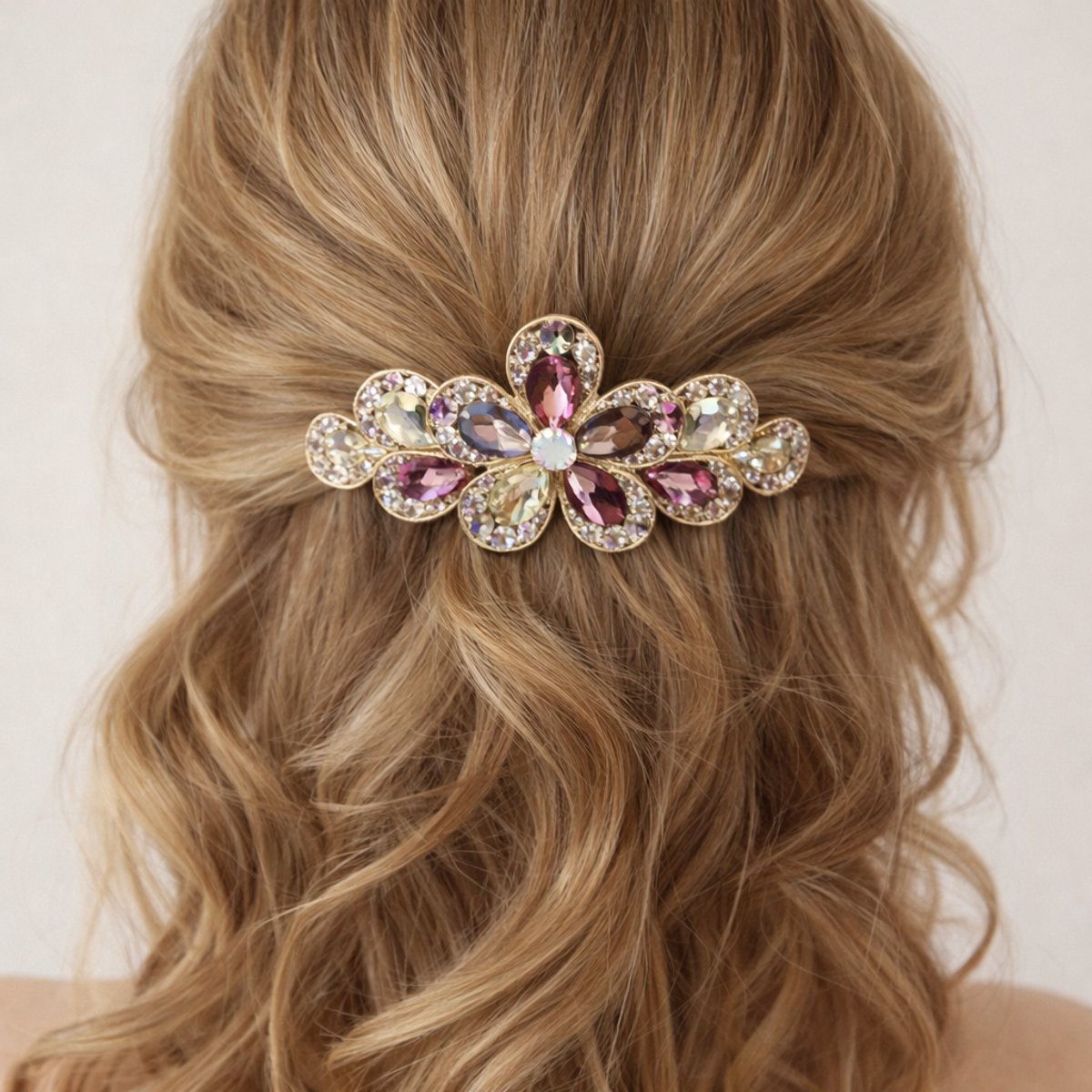 Haarklem - Haarspeld - Haar patentspeld - Haarclip - Haarsieraad - Haar accessoires - Dames - Bloem - Multi - 9 cm x 4 cm - HairMusthaves - Luxe - Cadeau Tip
