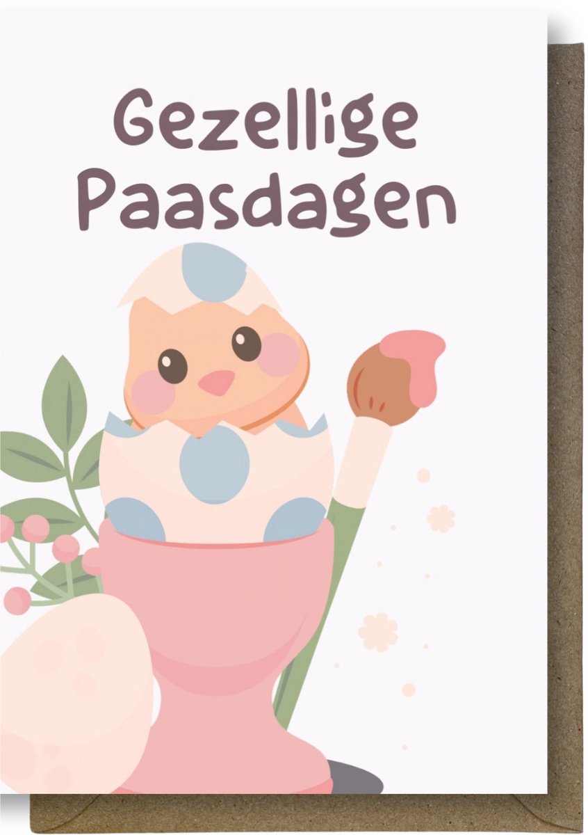 Luxe Vrolijk Pasen Wenskaart - Paaskaart - 12 x 17 cm - gevouwen kaart Inclusief gekleurde envelop
