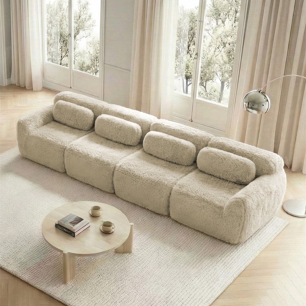 HAUSS SPOLE Modulaire Hoekbank 4-Zits - Zachte Pluche - Flexibel Te Combineren - Voor Woon