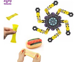 Happy Trendz® | Squishy HotDog + Mesh Marble + Wacky Track Spinner - Totaal 3 stuks - Fidget Cube - Speelgoed Jongens & Meisjes - Hoogsensitiviteit - HSP - Super Cadeau Kleur Geel - Stress Relief Kinderen - Volwassenen - Mystery Kleuren