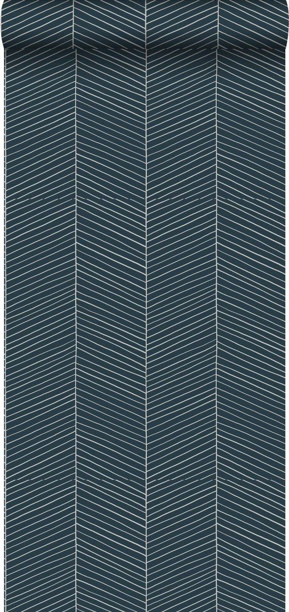 Proefstaal Walls4You behang visgraat-motief blauw - 26,5 x 21 cm - 935324-S