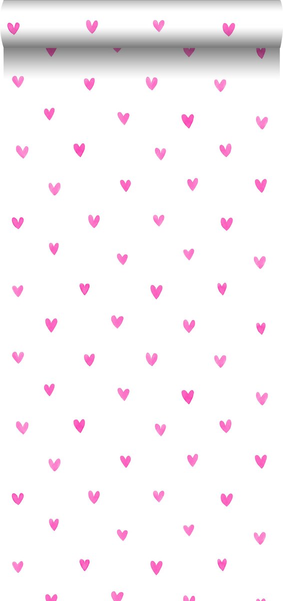 Proefstaal Walls4You behang confetti hartjes roze en wit - 26,5 x 21 cm - 935292-S