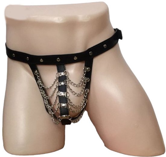 Ketting onderbroek Deluxe leder | Open kruis | Verstelbaar | BDSM | SM | Erotische slip | Sexy ondergoed mannen | Heren