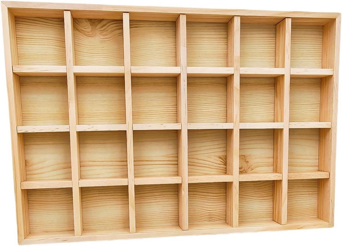 Houten Opbergverdeler met 24 Vakken voor Sokken, Ondergoed en Sieraden