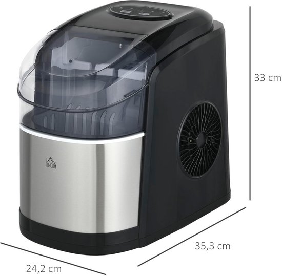 IJsblokjesmachine voor Thuis - 12 kg IJs in 24 Uur, Zelfreinigend, LED Display, Inclusief IJsmand en Schep van Merkloos — afbeelding 4