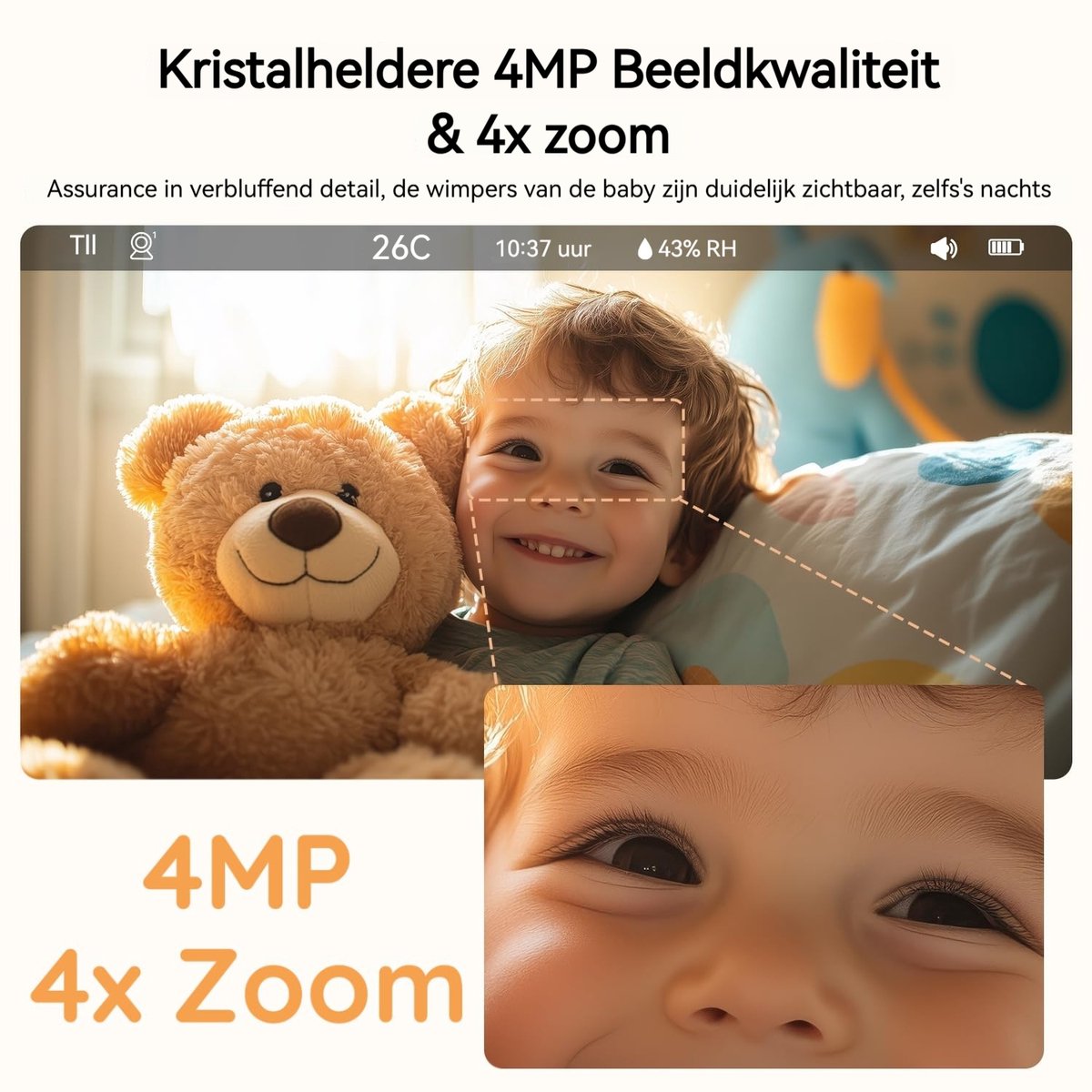 BOIFUN Babyfoon met camera - Baby Monitor met 2 Camera's - Babyfoon met Camera en App - AI-detectie (Slapen op de Buik en Gezichtsgebied) - Nachtlampje - 5.5 Inch Scherm - Video & Audio – foto 2