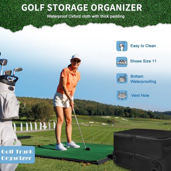 Opvouwbare Golf Trunk Organizer met Compartiment voor Schoenen - Waterdichte Golfaccessoires Opbergtas van Merkloos — afbeelding 3