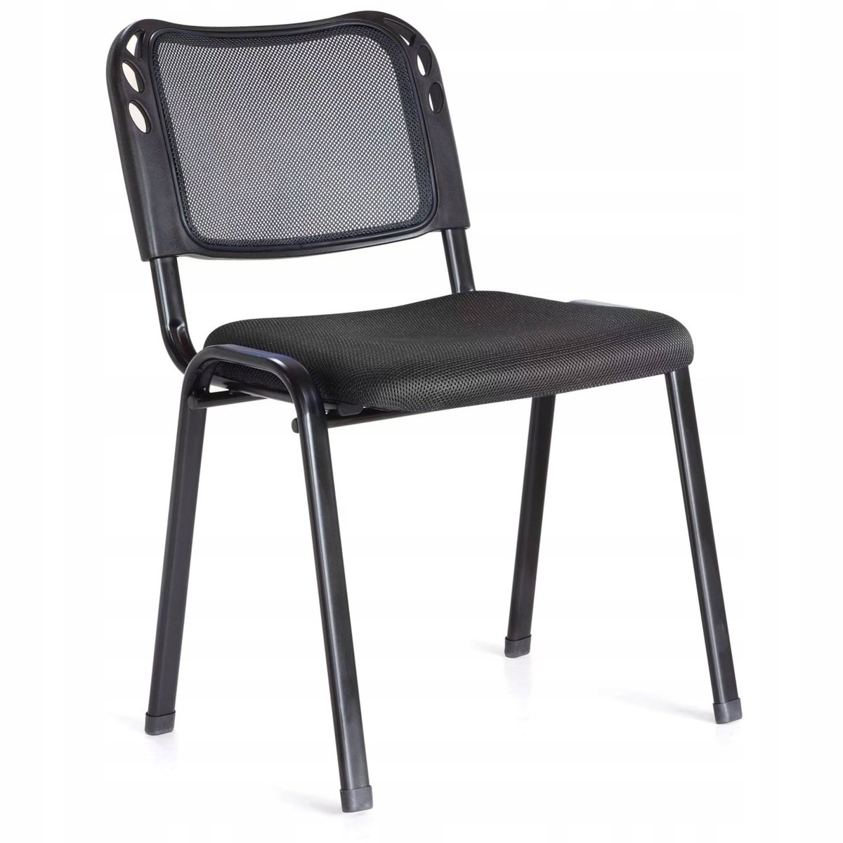 Furnitex K22-FX ISO - Vergaderstoel - Zwart - Stapelbaar - Metalen frame