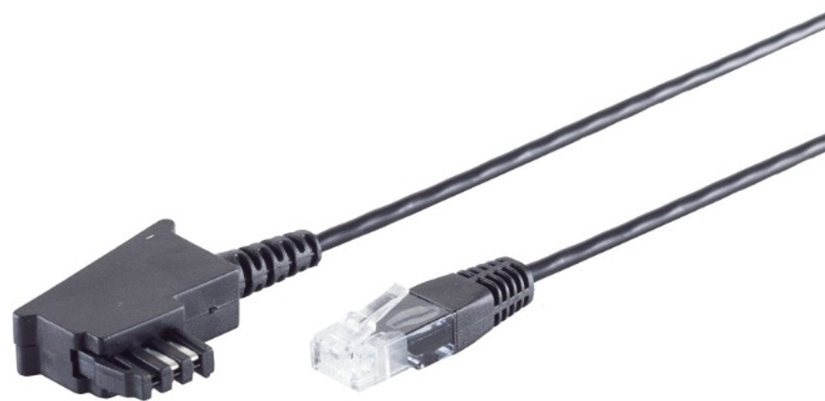 Image of TAE-F - RJ45 DSL/VDSL telecom kabel | 2-aderig (8P2C) | zwart | 15 meter