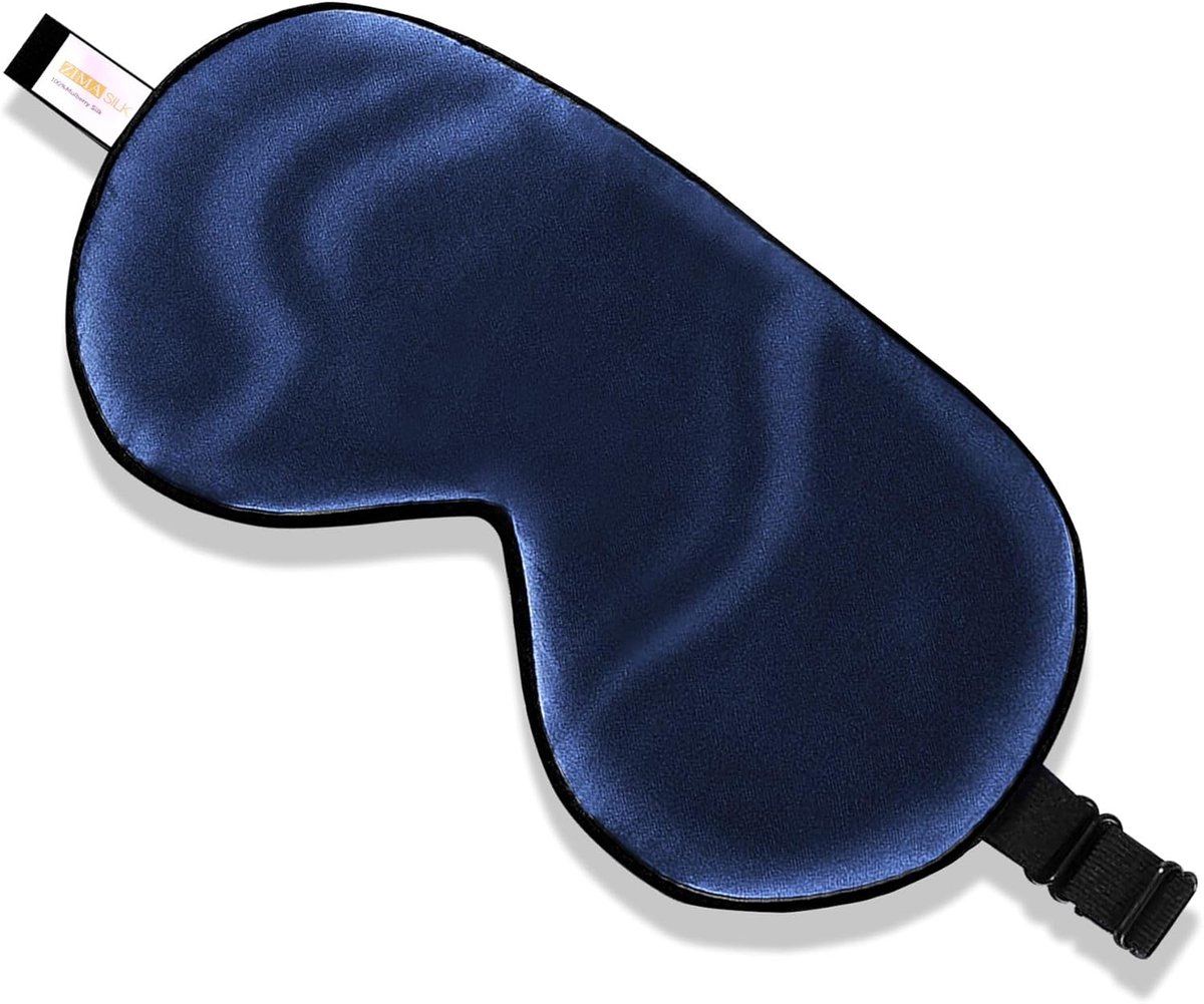 Zijden Slaapbril - Oogmasker - Rustgevende Slaap - 100% Moerbeizijde - 218 cm - Marineblauw