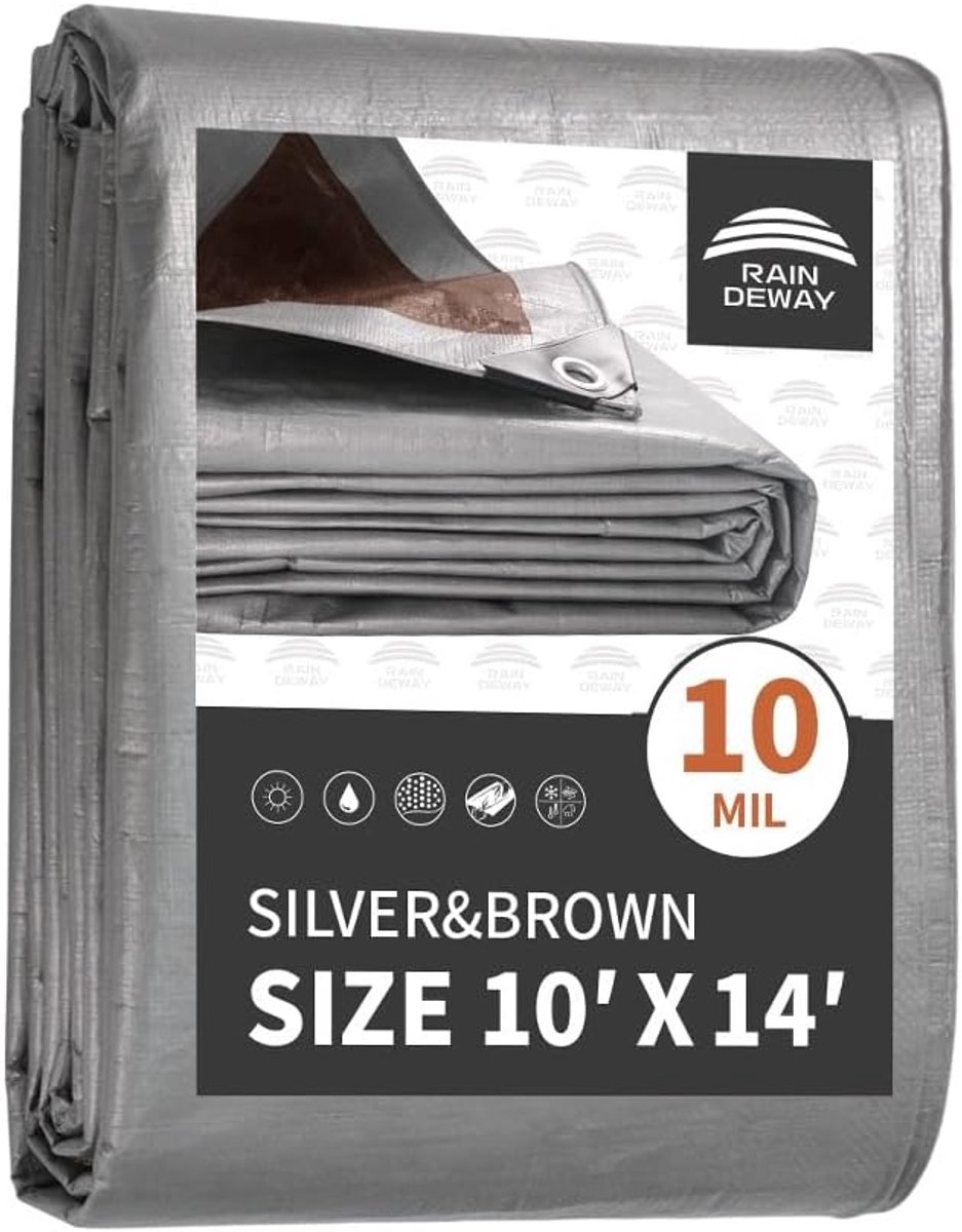 Heavy Duty Waterdicht Dekzeil 10x14 Voet - Multifunctioneel Poly Tarp met Grommets