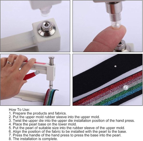 Handgemaakte kralen klinknagelknopset - Pearl Fixing Machine voor DIY Ambachtelijke Decoratie - Inclusief Handmatige Machine. van Merkloos — afbeelding 4