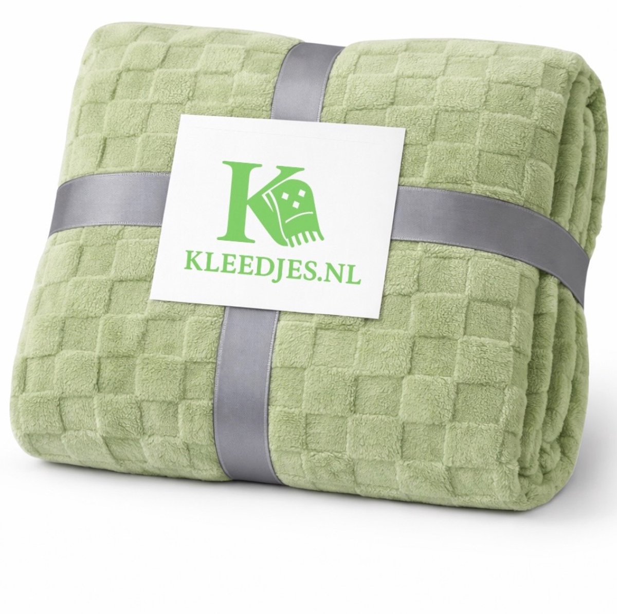Ruiten fleece deken 150x200 cm – Zacht & comfortabel – Plaid voor bank en bed – Lichtgroen