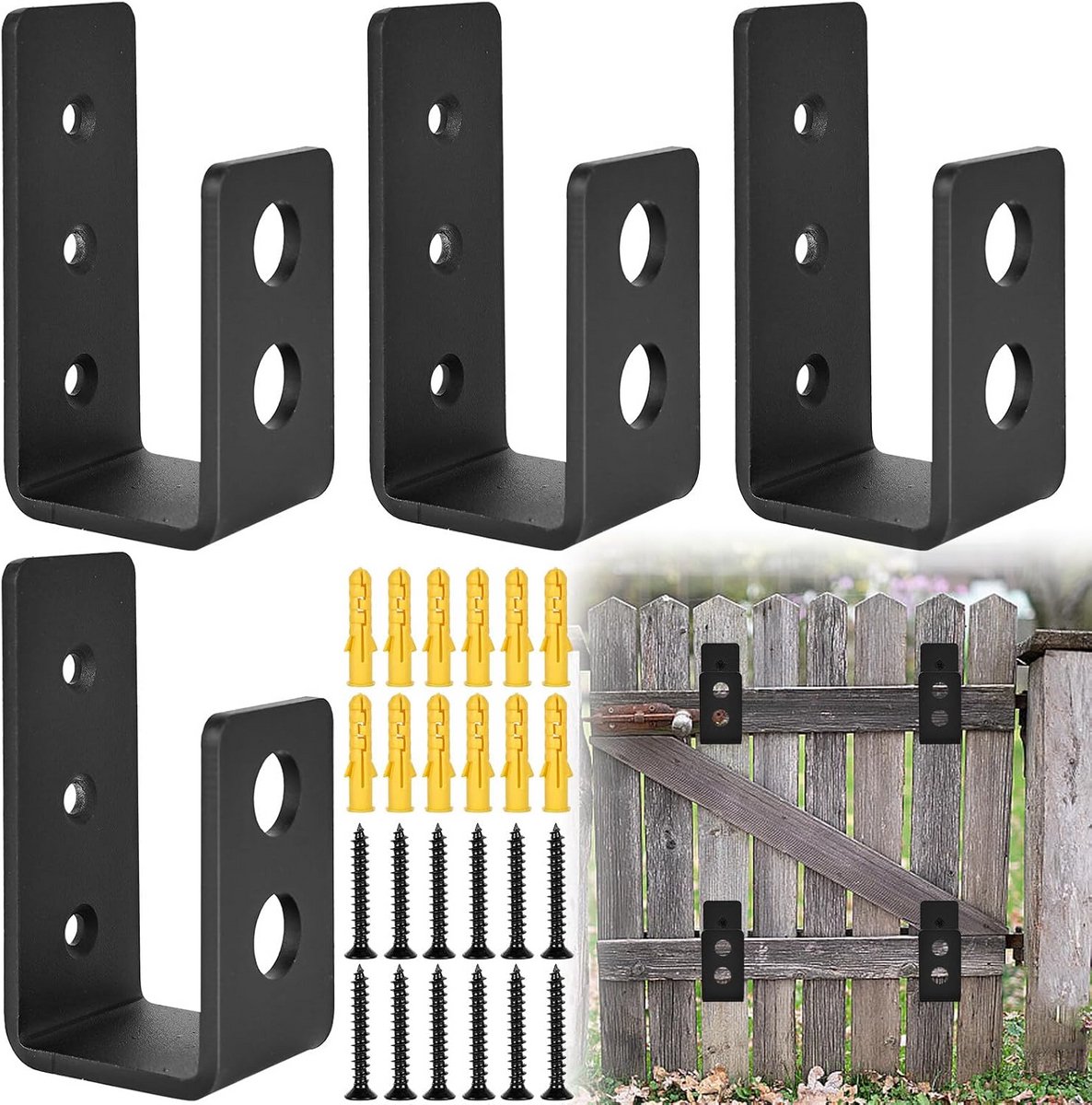 U-hoekhouders van roestvrij staal voor deurbarricades - 4 stuks, 40 mm breed