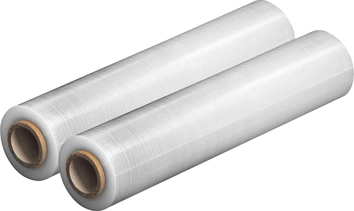 Transparante Stretchfolie 2 Rols 285m/50cm – Verpakkingsfolie 23 Micron – Ideaal voor Verhuizen en Palletwikkelen