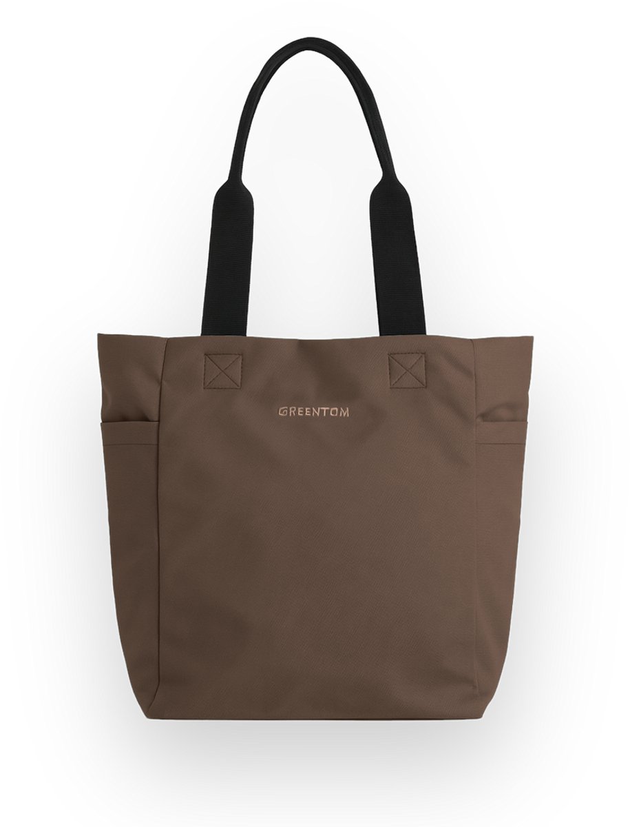 Greentom Shopper - Draagtas, Boodschappentas, Lichtgewicht & Duurzaam (Gerecycled) - Bruin
