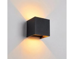 Luminize Wandlamp zwart voor binnen en buiten - buitenlamp - 2700k - NIET OPLAADBAAR - 10×10 cm