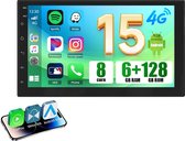 ESSGOO Autoradio 2Din Universeel - Android 15 - Apple Carplay & Android Auto (Draadloos) - 6+128GB - 7 Inch HD Touchscreen - GPS, FM/AM, 4G WIFI