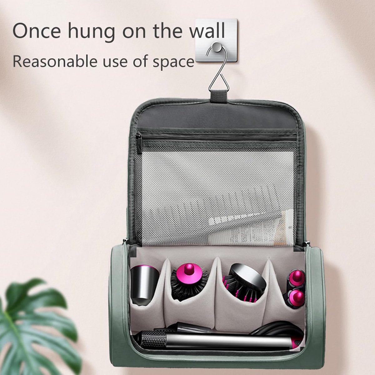 PromoHome Reistas voor Föhn - Draagbare Opbergtas voor Dyson Airwrap en Accessoires - Waterdichte Hangende Hairensembletas - Groot thumbnail 5