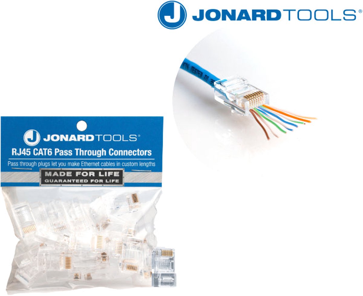 CAT 6 RJ45 Pass through connector, 25 stuks (RJ45-625)-A - Jonard