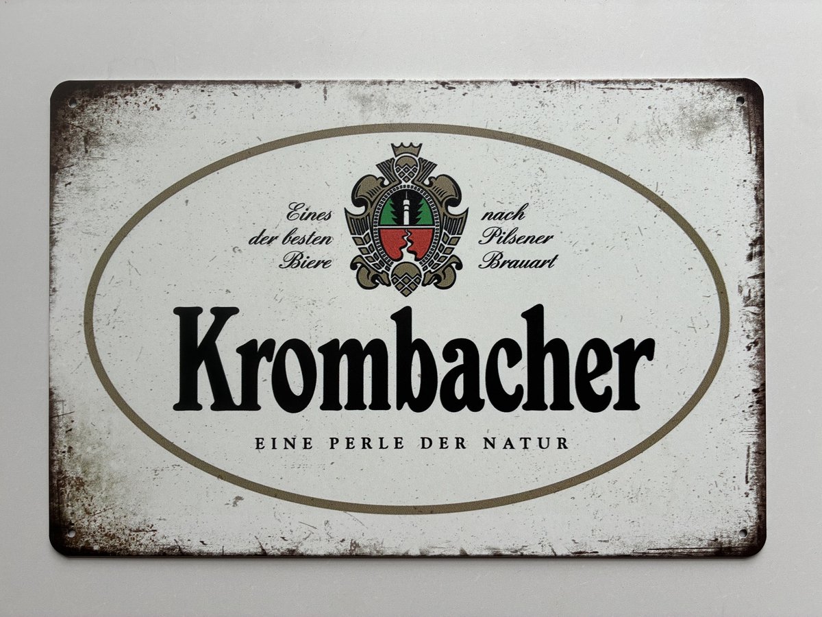 krombacher Metalen wandbord 20 x 30 cm - Mancave -Wand Decoratie - Metalen borden - Tekst borden - Metalen bord - Reclame bord - Vintage - Kroeg - Bar – Cafe - Horeca - rettro