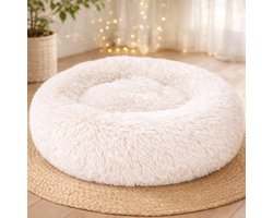 Topmast Fluffy Donut - Dierenmand - Donut Hondenmand - creme wit - 50 cm - AKTIE