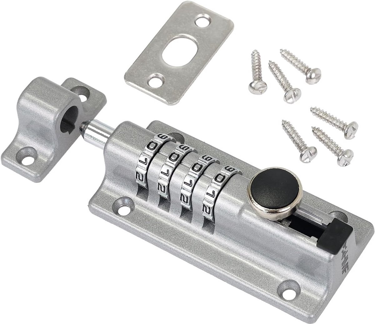 Veilige viercijferige combinatie deurknopslot van zinklegering | 12,2 x 4 x 4,7 cm | Zilver