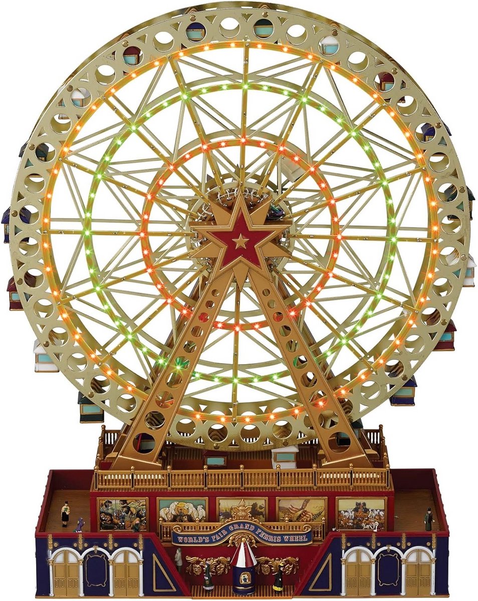 Muzikaal Geanimeerd Indoor Reuzenrad Kerstdecoratie - 15 Inch, Goud
