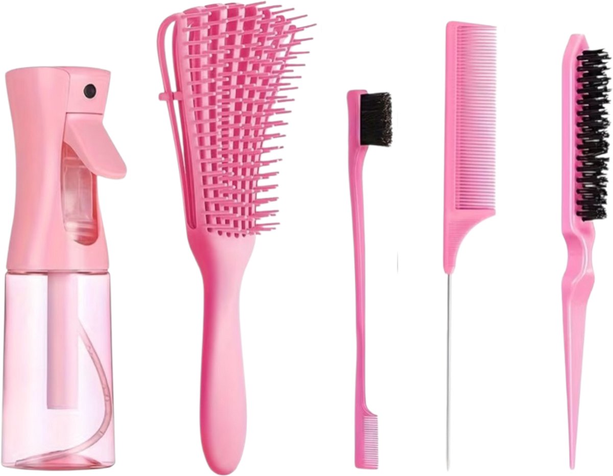 5 Delige Haarstyling set Roze, Edges